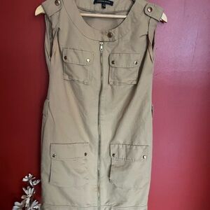 Cynthia Steffe Women's Tan Cargo Sleeveless Dress gold hardware size 2
